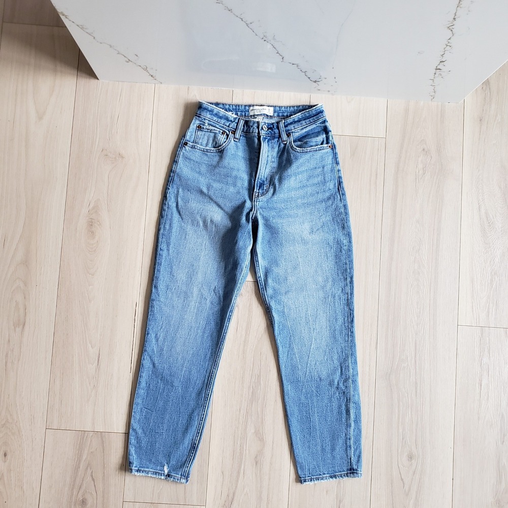 Abercrombie Fitch Jeans Womens 24 Curve Love Mom High Rise Medium Wash Denim